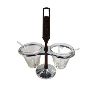 vintage kromex double carousel with walnut color trim server.